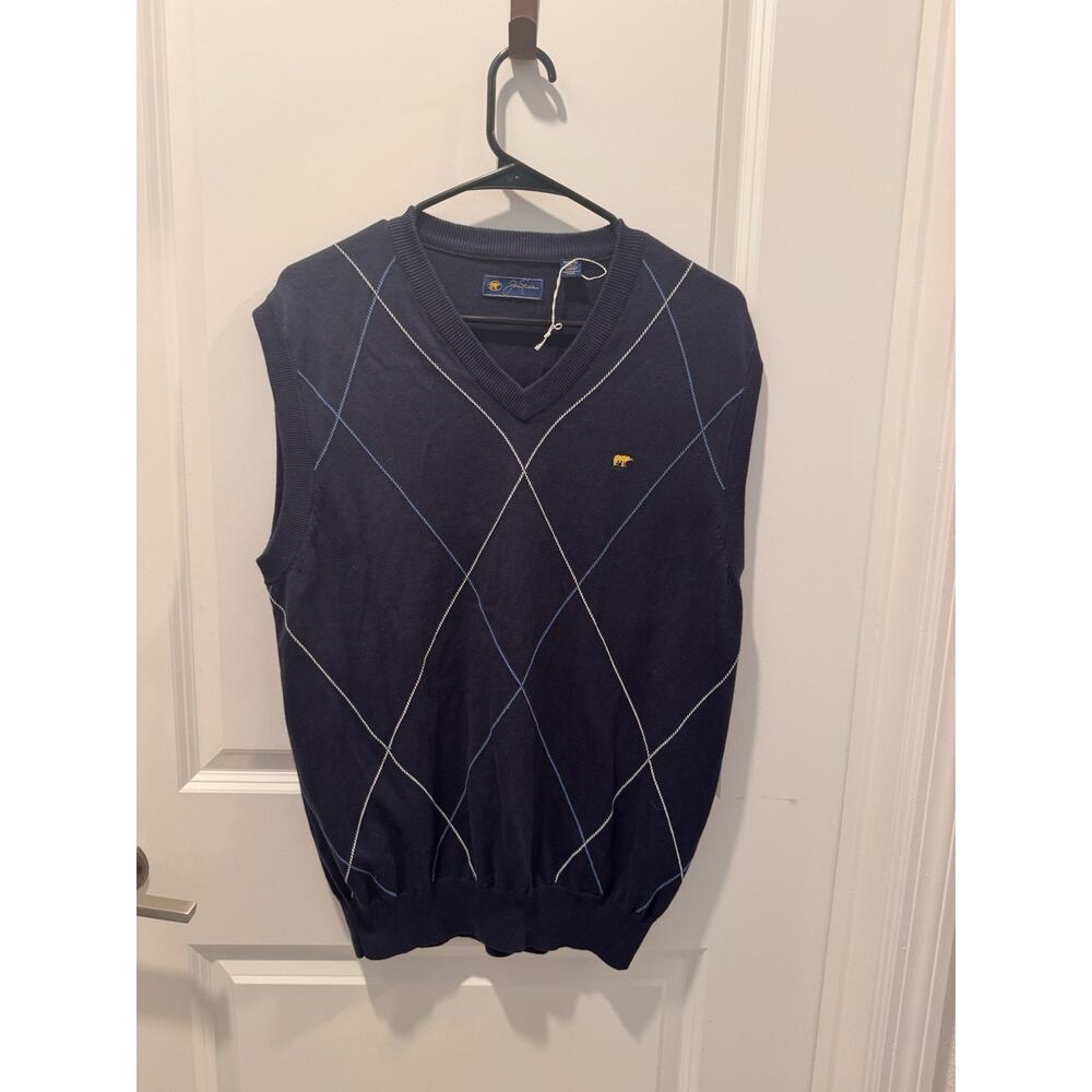 JACK NICKLAUS Men's Golf Navy Argyle Diamond Sweater Vest Preppy Size M NWOT!